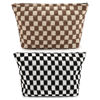 Picture of SOIDRAM 2 Pieces Makeup Bag Large Checkered Cosmetic Bag Brown Black Capacity Canvas Travel Toiletry Bag Organizer Cute Makeup Brushes Aesthetic Accessories Storage Bag for Women