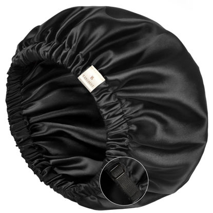 Picture of YANIBEST Silk Bonnet for Sleeping Satin Bonnets for Black Women and Men Double Layer Ajustable Bonnet for Curly Braids Hair