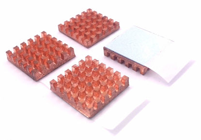 Picture of Easycargo 25mm Copper Heatsink Kit 25mmx25mmx4mm+ pre Applied 3M 8810 Thermal Conductive Adhesive Tape, Cooler Heat Sink Set for Cooling Raspberry Pi NVMe M.2 SSD IC Chips (4pcs 25x25x4mm Copper)