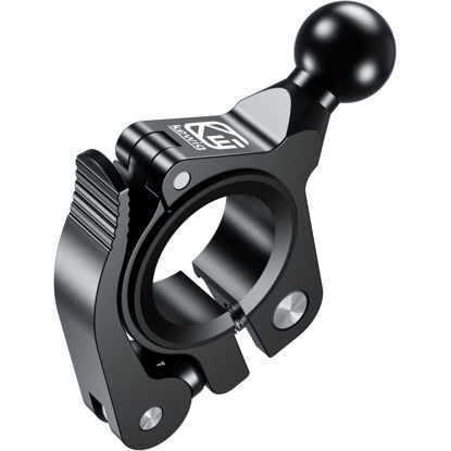 Picture of BRCOVAN Aluminum Alloy Handlebar Clamp Mount Base with 17mm TPU Ball for Rails Diameter 0.5'' 0.87'' 1'' 1.26'', Compatible with Garmin GPS Bracket 17mm Ball Socket, Tool-Free Installation