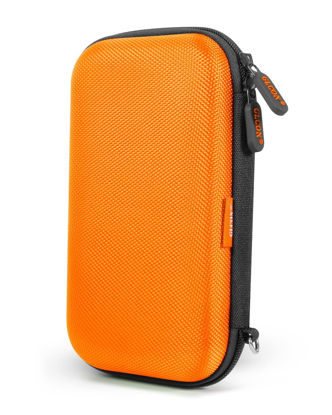 Picture of Orange Shockproof Hard EVA Carrying Case Travel Pouch for External Hard Drive, Power Bank, Cell Phone, Cable, Cord - Portable Small Electronic Accessories Organizer Storage Zipper Pouch