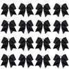 Picture of 16PCS 8" Large Cheer Hair Bows Ponytail Holder Elastic Band Handmade for Cheerleading Teen Girls College Sports (16 Pcs Black)