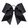 Picture of 16PCS 8" Large Cheer Hair Bows Ponytail Holder Elastic Band Handmade for Cheerleading Teen Girls College Sports (16 Pcs Black)