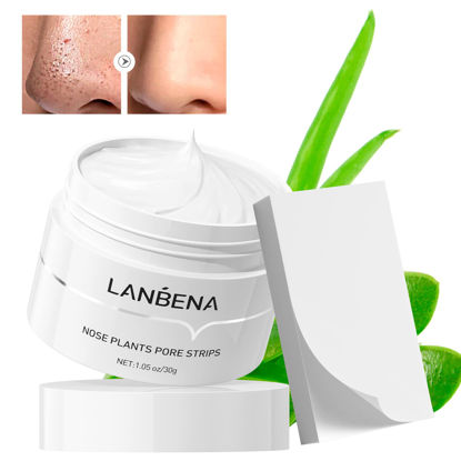 Picture of LANBENA Blackhead Mask with 60 pcs Strips, Blackhead Remover Peel pff Mask, Nose Plants Pore Cleanser Purifying Face Mask(1.05oz/30g)