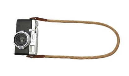 Picture of MINI GAGA Vintage Handmade Camera Neck Strap for Leica Nikon Fuji Pentax Canon Panasonic Sony Short Coffee