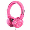 Picture of Kids Headphones-noot products K22 Foldable Stereo Tangle-Free 5ft Long Cord 3.5mm Jack Plugin Wired On-Ear Headset for iPad/AmazonKindle,Fire/Girls/Boys/School/Laptop/Travel/Plane/Tablet FlamingoPink