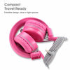 Picture of Kids Headphones-noot products K22 Foldable Stereo Tangle-Free 5ft Long Cord 3.5mm Jack Plugin Wired On-Ear Headset for iPad/AmazonKindle,Fire/Girls/Boys/School/Laptop/Travel/Plane/Tablet FlamingoPink