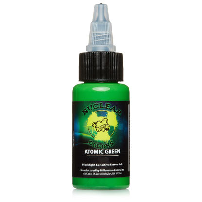 Picture of Millennium Mom's Nuclear UV Tattoo Ink .5 Ounce Atomic Green Ultra Violet Us 1/2 oz