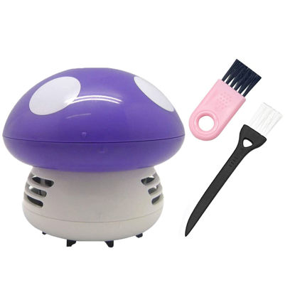 Picture of Mini Desktop Vacuum, Cute Vacuum Cleaner, Portable Desk Dust Cleaner Mini Table Dust Vaccum Cleaner,Cordless Battery Operated for Cleaning Dust,Crumbs,Scraps for Laptop,Computer,Car (Purple mushroom)