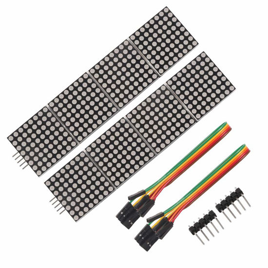 Picture of Organizer 2pcs MAX7219 Dot Matrix Module for Arduino Microcontroller 4 in 1 Display with 5pin Line (Red)