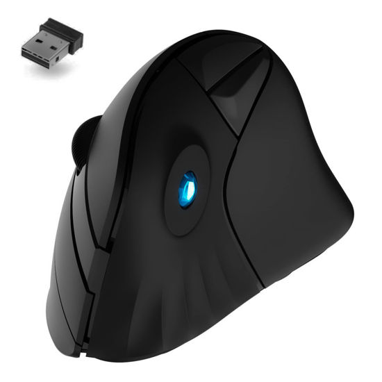 Picture of DAREU Vertical Wireless Ergonomic 89g Lightweight Optical Mouse, 2.4G RGB Mouse Reduce Wrist/Hand Strain, 800/1200/1600 DPI, 6 Buttons for Laptop, Desktop, PC, Mac