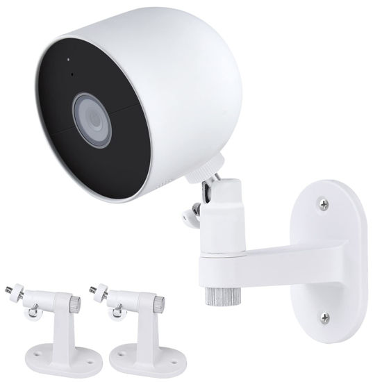 Picture of wochel 2Pack Adjustable Security Wall Mount Bracket for Google Nest Cam Outdoor or Indoor, Battery, Perfect View Angle for Your Security Camera System - White