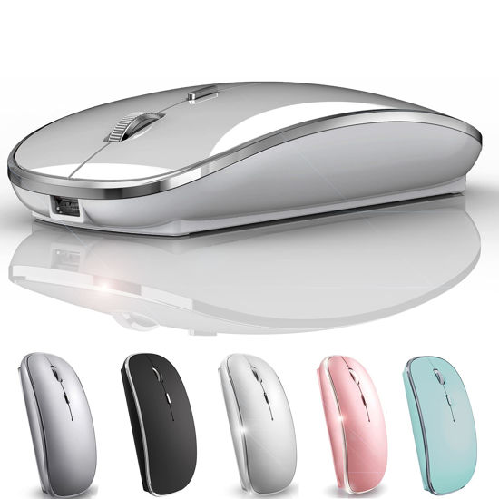 Picture of JETTA Rechargeable Wireless Mouse for Mac Wireless Mouse for Laptop iMac MacBook Pro MacBook Air Desktop Computer Chromebook Windows (Silver)