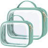 Picture of PACKISM TSA Approved Toiletry Bag, 2 Pack Clear Makeup Bags with Handle Large Opening, Clear Toiletry Bags Fit Carry-on Travel Essential, Clear Travel Bags for Toiletries, Turquoise Green