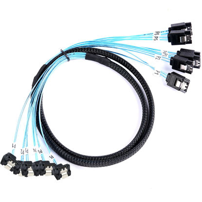 Picture of ADCAUDX SATA-III Cable:1M 6Pcs/Set-SATA Cable 90-Degree Right-Angle SAS/SATA-6Gbps Cable Replacement for Server-Raid SDD HDD CD DVD Drives (3.3FT)