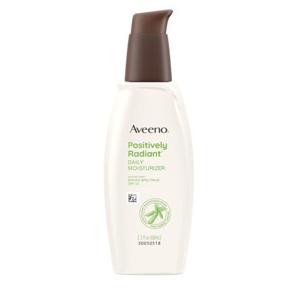 Picture of Aveeno Positively Radiant Daily Facial Moisturizer with Broad Spectrum SPF 30 Sunscreen & Soy, Improves Skin Tone & Texture, Hypoallergenic, Oil-Free & Non-Comedogenic, 2.3 Fl. Oz