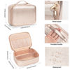 Picture of OCHEAL Makeup Bag, Cute Makeup Organizer Bag Potable Make up Bag for Toiletry Cosmetics Accessories with Divider and Brushes Compartments, Makeup Travel Case Cosmetic Bags Women and Girls-Rose Gold