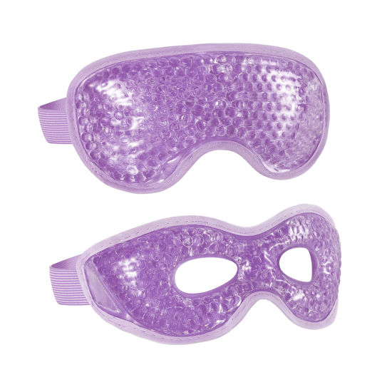 Picture of 2PCS Gel Eye Mask Reusable Hot Cold Therapy Gel Bead Eye Mask for Puffiness /Dark Circles/Eye Bags /Dry Eyes/Headaches/Migraines/Stress Relief, Cooling Eye Mask Hot/Cold Compress Eye Mask (Purple)