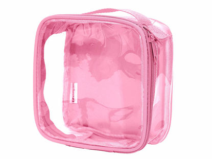 Picture of EzPacking Clear TSA Approved 3-1-1 Travel Toiletry Bag for Carry On/Quart Size Transparent Liquids Pouch for Airport Security & Carry On (Rose)