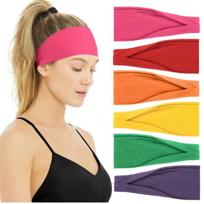 Picture of Huachi Headbands for Women Short Hair Colorful Summer Hair Bands for Women's Hair Workout Yoga Running Wide Hair Wraps for Girls Cute Hair Accessories