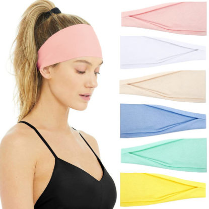 Picture of Huachi Headbands for Thick Hair Athletic Non Slip Headband Sweat Wicking Hair Bands Wide Hair Wraps Fashion Hair Accessories