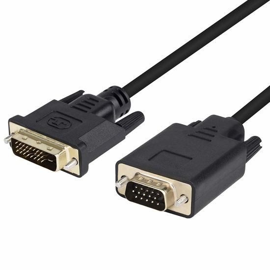 Picture of DVI to VGA Cable, DVI-D 24+1 to VGA 10 Feet Cable Male to Male Gold-Plated Cord for Computer, PC Host, Laptop, Graphics Card to HDTV, LG HP Dell Monitor, Display Screen and Projector(10 Feet)