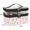 Picture of MKPCW Makeup Bag Double layer Travel Cosmetic Case Make up Organizer Toiletry Bag (Pink)