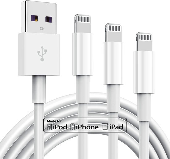 Picture of 3 Pack Apple MFi Certified iPhone Charger Cable 10ft, Lightning to USB Cord, 2.4A Fast Charging,Apple Phone Long Chargers for iPhone 12/11/11Pro/11Max/ X/XS/XR/XS Max/8/7/6