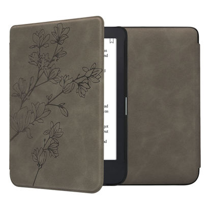 Picture of kwmobile Cover Compatible with Kobo Clara 2E / Tolino Shine 4 Cover - eReader Case - Magnolias Grey