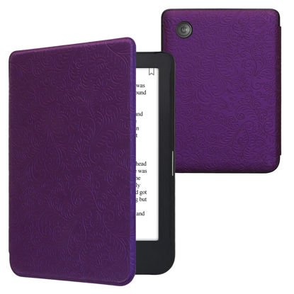 Picture of kwmobile Case Compatible with Kobo Clara 2E / Tolino Shine 4 Case - eReader Cover - Embossed Small Flowers Violet