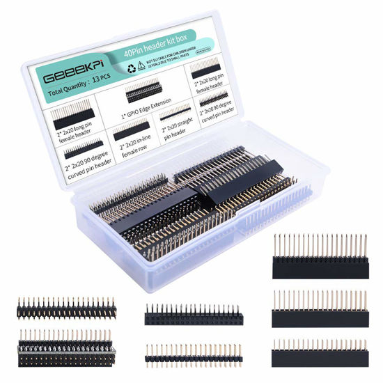 Picture of GeeekPi 2x20 40 Pin Stacking Female Header Kit for Raspberry Pi 4B/3B+/3B/2B/B+/A+/Zero/Zero W(2)/Jetson Nano/Tinker Board(7 Specifications)(13Pcs in Total)