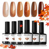 Picture of modelones Fall Gel Nail Polish Set, 6 Colors Gel Polish Kit Pearl Nude Brown Shimmer Glitter Orange Red Nail Polish Gel, Soak OFF LED Gel Nail Kit Manicure Nail Art Manicure DIY Home Salon Gift