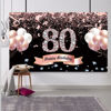 Picture of Trgowaul 80th Birthday Decorations for Women Rose Gold Birthday Backdrop Banner 5.9 X 3.6 Fts Happy Birthday Party Suppiles Photography Supplies Background Happy 80th Birthday Decoration