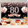 Picture of Trgowaul 80th Birthday Decorations for Women Rose Gold Birthday Backdrop Banner 5.9 X 3.6 Fts Happy Birthday Party Suppiles Photography Supplies Background Happy 80th Birthday Decoration