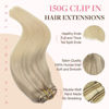 Picture of GOO GOO Clip-in Hair Extensions for Women, Soft & Natural, Handmade Real Human Hair Extensions, Ash Blonde to Golden Blonde and Platinum Blonde, Long, Straight (T17/22) P60, 9pcs 150g 18inch