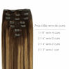 Picture of WENNALIFE Clip in Hair Extensions, 24 Inch 120g 7pcs Balayage Chocolate Brown to Caramel Blonde Hair Extensions Clip in Human Hair Remy Clip in Hair Extensions Real Human Hair Double Weft