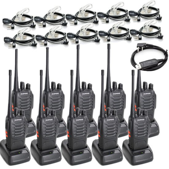 Picture of BAOFENG BF-888S Two Way Radio Long Range 16 CH Baofeng Radio and Tenway Covert Air Acoustic Tube Earpiece (Pack of 10)