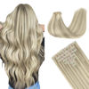 Picture of GOO GOO Seamless Clip in Hair Extensions, 100% Real Human Hair Extensions with Invisible PU Skin Weft, 18inch 130g 7pcs Natural Silky Straight Hair Extensions, Long Hair for Women,Ash Blonde Highlighted Platinum Blonde#17/60