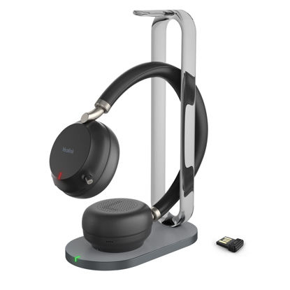 Picture of Yealink BH72 Wireless Headset with Wireless Charging Stand, Teams Zoom Certified, Bluetooth Headset with Microphone, Stereo, Retractable Hidden Microphone Arm, Work for Computer Telephone