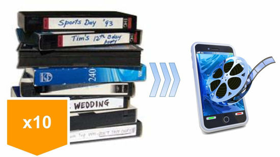 Picture of Lotus Media 10 Pack - Video Tape Transfer and Digitization to MP4 Service (VHS, Hi8, MiniDV, Digital8, VHS-C, Beta, Audio)