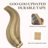 Picture of GOO GOO Tape in Hair Extensions 40pcs 100g 22in Straight Light Blonde Highlighted Golden Blonde 100% Real Human Hair Extensions Skin Weft Human Remy Tape in Seamless Hair Extensions for Women