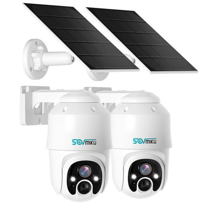 Picture of SOVMIKU 2A1 4MP Solar Security Camera Wireless Outdoor,2-Years Free Cloud Storage,Two Way Audio,Easy to Setup,Motion Detection,360° View,Pan/Tilt, Color Night Vision, Audible Flashlight Alarm,SD Slot