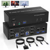 Picture of USB 3.0 HDMI + 2 DisplayPort KVM Switch 3 Monitors 2 Computers, 4K@60Hz Triple Monitor KVM Switch for 2 Computers Share 3 Monitors with 3 USB 3.0 Ports and Audio Microphone, Keyboard Mouse Switcher