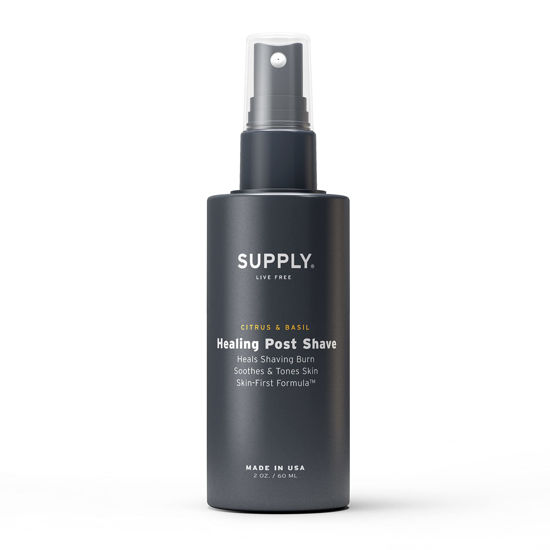 Picture of SUPPLY Healing Post Shave - Citrus & Basil After Shave - Nourishes Skin, Soothes Irritation, Boosts Cell Repair - Natural, Alcohol Free After Shave for Men - Safe for Sensitive, Acne-Prone Skin - 2 Oz Bottle