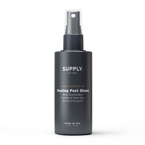 Picture of SUPPLY Healing Post Shave - Black Pepper & Fir After Shave - Nourishes Skin, Soothes Irritation, Boosts Cell Repair - Natural, Alcohol Free After Shave for Men - Safe for Sensitive, Acne-Prone Skin - 2 Oz Bottle