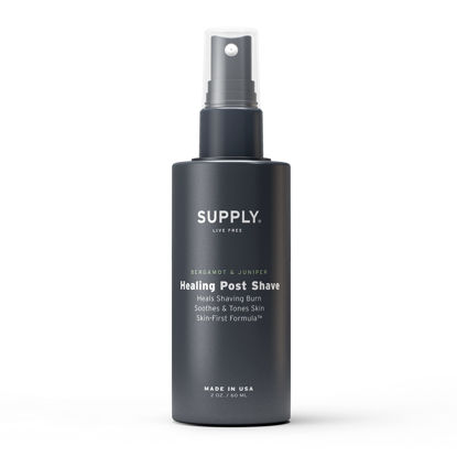 Picture of SUPPLY Healing Post Shave - Juniper & Bergamot After Shave - Nourishes Skin, Soothes Irritation, Boosts Cell Repair - Natural, Alcohol Free After Shave for Men - Safe for Sensitive, Acne-Prone Skin - 2 Oz Bottle