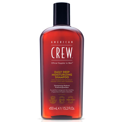 Picture of American Crew Shampoo for Men, Daily Deep Moisturizer, Naturally Derived, Vegan Formula, Citrus Mint Fragrance, 15.2 Fl Oz