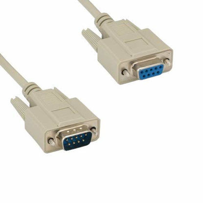 Picture of Kentek 25 Feet FT DB9 9 Pin Serial Extension Cable Cord RS-232 28 AWG Male to Female M/F Molded Straight-Through D-Sub Port Beige for PC Mac Linux Data