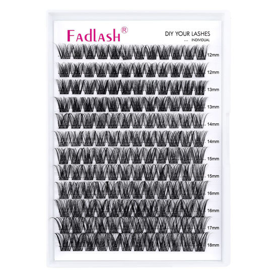 Picture of Individual Lashes 144pcs D Curl Lash Clusters Mixed Length Individual Lash Extensions Cluster Lashes DIY Lash Extension Supplies Eyelash Clusters (F5-0.07D, 12-18mm)