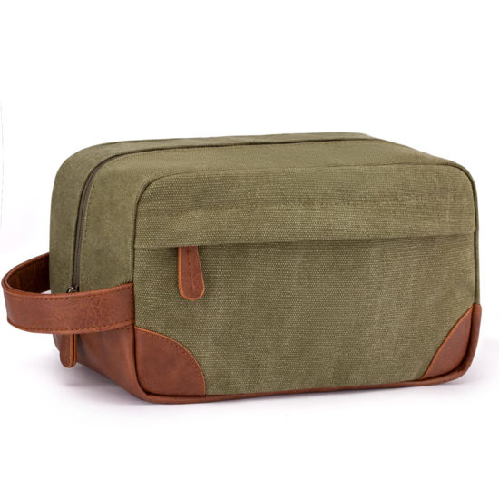 Picture of Vorspack Toiletry Bag Hanging Dopp Kit for Men Water Resistant Canvas Shaving Bag with Large Capacity for Travel - Green